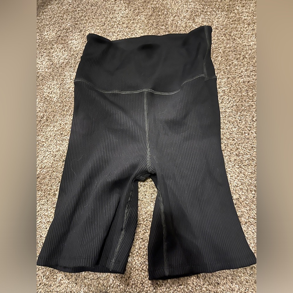 Ribbed black carbon38 biker shorts